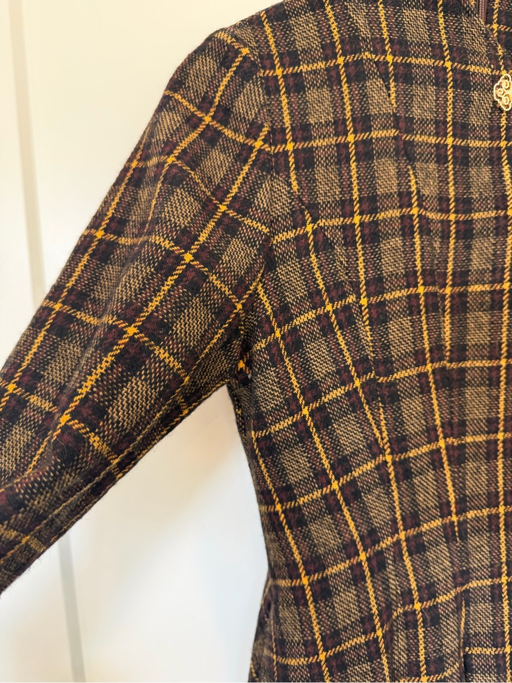 Vintage Tartan Fit and flare Fall Formal Retro 50s Academia Plaid Modest size M - Picture 5 of 15